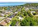 An aerial shot showing homes in a neighborhood near the water at 2431 Narcissus Ave, Sanford, FL 32771