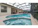 Relaxing screened-in pool area with a spa, lounge chairs, and covered patio, perfect for outdoor entertainment at 2683 Manesty Ln, Kissimmee, FL 34747