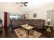 Inviting living area with a comfortable sectional, hardwood floors, and sliding glass doors at 3623 S Saint Lucie Dr, Casselberry, FL 32707