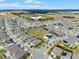 Sprawling aerial view of a residential community with manicured lawns, green spaces, and modern homes at 5499 Orange Orchard Dr, Winter Garden, FL 34787