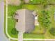 A bird's eye view of the house showing the roof, backyard with patio, and surrounding greenery at 1145 Lake Rogers Cir, Oviedo, FL 32765