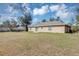 Expansive backyard featuring a sliding door and complemented by a lush lawn and a sturdy fence for privacy at 16121 Sw 24Th Court Rd, Ocala, FL 34473