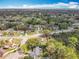 Expansive aerial view showcasing the neighborhood with mature trees and nearby houses at 302 Log Run Ct, Ocoee, FL 34761