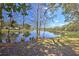 A tranquil view of a pond with trees along the banks reflecting on the calm waters at 4532 Saddleworth Cir, Orlando, FL 32826