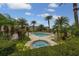 Community pool and hot tub surrounded by lush landscaping and palm trees at 4865 Cypress Woods Dr # 2105, Orlando, FL 32811