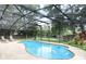 Backyard with a screened in pool, patio and chairs surrounded by mature trees and greenery at 8121 Deville Ct, Orlando, FL 32817