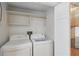 Functional laundry room featuring modern appliances and storage space with direct access to kitchen cabinets at 401 E Robinson St # 101, Orlando, FL 32801