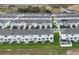 Expansive aerial view of a residential community featuring modern townhomes, ample green space, and orderly street layouts at 509 Madison Dr, Davenport, FL 33837