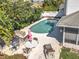 A private pool and backyard with lush landscaping, creating a personal oasis at 554 Queensbridge Dr, Lake Mary, FL 32746