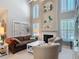 Warm living room featuring a fireplace, plenty of natural light, and comfortable seating throughout at 554 Queensbridge Dr, Lake Mary, FL 32746