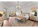 Spacious main bedroom features hardwood floors, windows with a seating area, and a tray ceiling at 8614 Hata St, Orlando, FL 32827