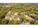 Aerial view showcases a lush neighborhood surrounded by mature trees, offering a serene and private setting at 111 Autumn Dr, Longwood, FL 32779