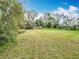 Large backyard, combining open grassy areas with mature trees, offering privacy and space for recreation at 15523 Old Cheney Hwy, Orlando, FL 32828