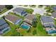 Aerial view of several homes featuring private screened pools and verdant landscaping at 523 Higher Combe Dr, Davenport, FL 33897