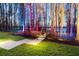 Well-lit stone path with trees highlighted in colored lights, leading to the dock at 5524 Sail Ct, Orlando, FL 32819