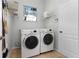 Functional laundry room with washer, dryer, utility sink, and practical shelving provides efficient space for chores at 739 Spring Island Way, Orlando, FL 32828