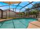 A tranquil, screened-in pool is framed by lush landscaping and offers a private retreat at 8012 S Madeira Ct, Orlando, FL 32836