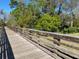 Scenic view of a wooden boardwalk surrounded by lush greenery and trees in a natural setting at 9834 Introduction Way, Orlando, FL 32832