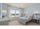 This light blue bedroom offers two large windows and neutral colored decor at 15295 Rising View Dr, Montverde, FL 34756