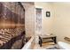 Bathroom featuring a tiled shower/tub with a zebra print curtain, and a tiled window at 4828 Pebble Beach Dr # A, Orlando, FL 32811