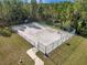 Aerial view of an outdoor basketball court with fencing and surrounding green space at 1411 Pacific Rd, Poinciana, FL 34759