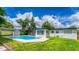 Expansive backyard showcasing a sparkling swimming pool, lush lawn, and tranquil outdoor space at 1412 Lakecrest Dr, Apopka, FL 32703