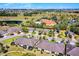 Aerial shot capturing a community, showcasing homes and a nearby lake in a beautiful setting at 3618 Solana Cir, Clermont, FL 34711