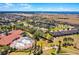 Wide aerial shot showcases community pool and clubhouse, with green spaces and neighborhood at 3618 Solana Cir, Clermont, FL 34711