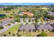 Expansive aerial view of a vibrant community featuring well-maintained homes and lush landscaping at 3618 Solana Cir, Clermont, FL 34711