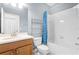 Bathroom featuring a shower-tub combo and single sink at 3618 Solana Cir, Clermont, FL 34711