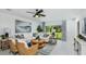 Bright living room featuring a neutral color palette, stylish furniture, and sliding glass doors to a relaxing backyard at 366 Wayland Dr, Haines City, FL 33844