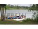 View of a lake with a dock and people on the water at 3704 Via Monte Napoleone Dr, Poinciana, FL 34759