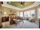 Relaxing main bedroom with a decorative ceiling, natural light, and comfortable sitting area at 3704 Via Monte Napoleone Dr, Poinciana, FL 34759