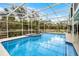 Sparkling pool and spa surrounded by a screened enclosure and lush greenery at 112 E Cumberland Cir, Longwood, FL 32779