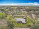 An aerial view of a cozy home surrounded by mature trees and lush greenery under a bright, blue sky at 607 Powers Ave, Port Orange, FL 32127