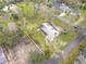 A birds-eye view of the property showcasing the home's layout, landscaping, and surrounding neighborhood at 607 Powers Ave, Port Orange, FL 32127