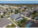 An aerial view of a single Gathering home with screened-in pool and fenced yard in residential neighborhood at 713 Duff Dr, Winter Garden, FL 34787