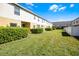 Backyard view showcasing a well-manicured lawn and shrubbery at 723 Marotta Loop, Ocoee, FL 34761