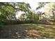 Large, grassy backyard surrounded by a wooden fence and mature trees at 938 S Bumby Ave, Orlando, FL 32806