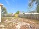 A spacious, fenced-in backyard with bare spots. Ready for your creative vision at 250 Ryans Ridge Ave, Eustis, FL 32726