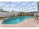 Relaxing pool with a screened enclosure and backyard at 2980 Viscount Cir, Kissimmee, FL 34747