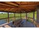 Wood gazebo on a dock surrounded by marshland with a bench for enjoying nature views at 6336 Buford St # 706, Orlando, FL 32835