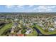 Wide aerial view of the residential neighborhood, with a serene pond winding through, complemented by abundant greenery at 8155 Brocatel Ct, Orlando, FL 32822