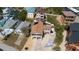 Birds eye view of a home near the beach, featuring a long driveway and an expansive deck with a view at 113 Avalon Dr, Ormond Beach, FL 32176