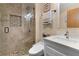Bathroom featuring an updated vanity and glass-enclosed shower at 113 Avalon Dr, Ormond Beach, FL 32176