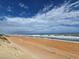 Expansive beach view with clear blue skies, gentle waves, and golden sand at 113 Avalon Dr, Ormond Beach, FL 32176