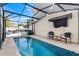 Backyard private pool with screened in enclosure and an outdoor sitting area at 113 Avalon Dr, Ormond Beach, FL 32176