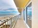 Enjoy ocean views from this beachfront balcony with tile floors and sliding glass doors at 1705 S Atlantic Ave # 402, New Smyrna Beach, FL 32169