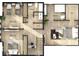 Second floor plan featuring three bedrooms, two bathrooms, a laundry room, and a walk-in closet at 1987 Peel Ave, Orlando, FL 32806