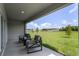 Covered patio showcasing comfortable outdoor seating and a beautiful view of the lush lawn at 3322 Wye Oak Dr, Apopka, FL 32703